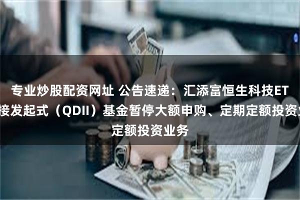 专业炒股配资网址 公告速递：汇添富恒生科技ETF联接发起式（QDII）基金暂停大额申购、定期定额投资业务