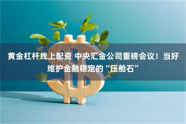 黄金杠杆线上配资 中央汇金公司重磅会议！当好维护金融稳定的“压舱石”