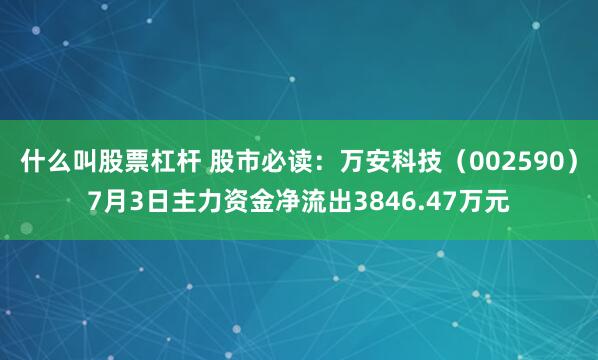 什么叫股票杠杆 股市必读：万安科技（002590）7月3日主力资金净流出3846.47万元